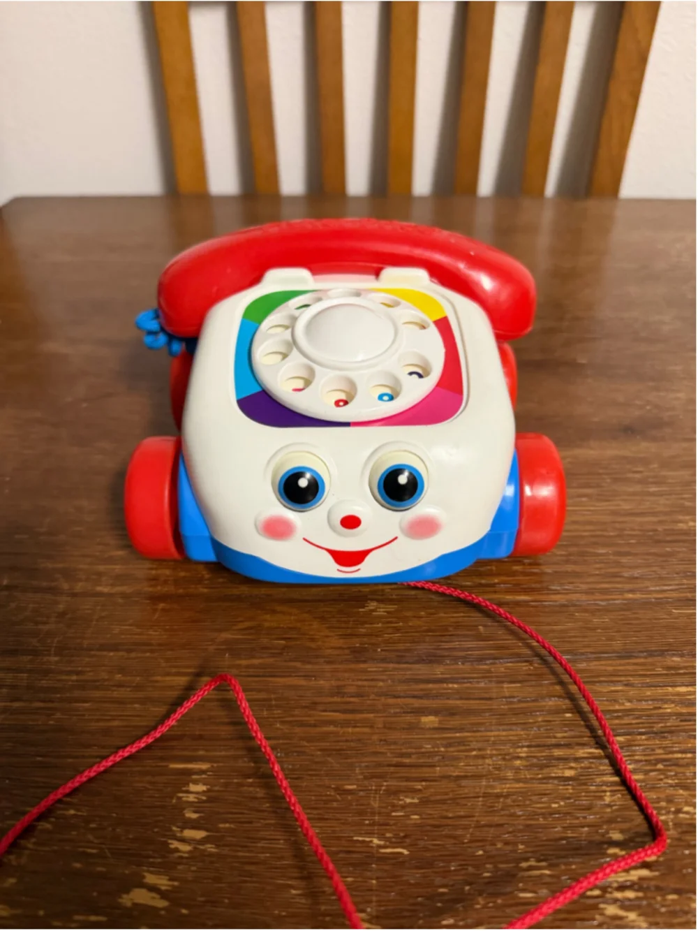 Vintage 1993 Fisher Price Chatter Telephone #2251 Pull Toy Moving Eyes Rotary